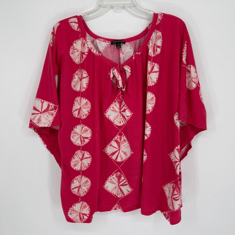 Lane Bryant Women's Pink Tie Dye Dolman Relaxed Fit Boho Kaftan Top Size 26-28